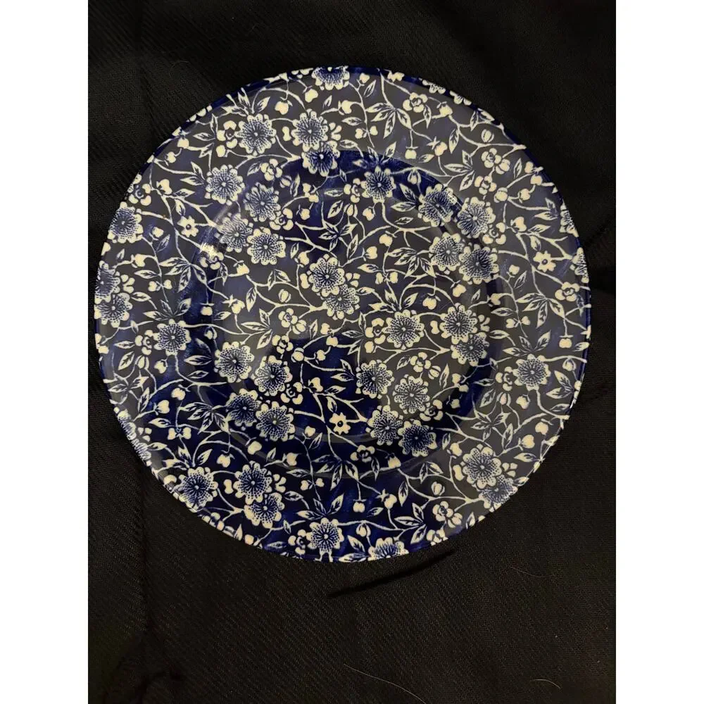 Queens Blue Ditsy Floral Dessert Salad Plate 7.5” x 7.5”  Shabby Cottage